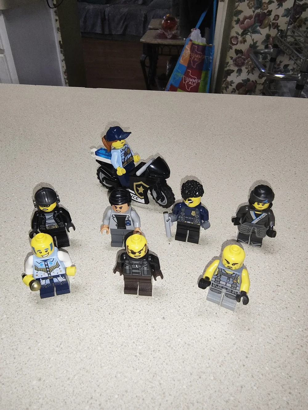 LEGO Police and Criminal Minifigures Lot with Motorcycle